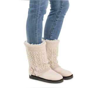 MUK LUKS Women's Janie Knit Cuff Cozy Sweater Mid-Calf Winter Boot | Blush Color